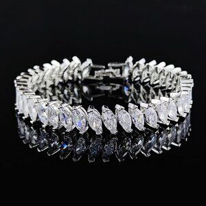 Solid Sterling Silver 2ct Oval Diamond Womens Tennis Bracelet Ladies Jewelry 7"